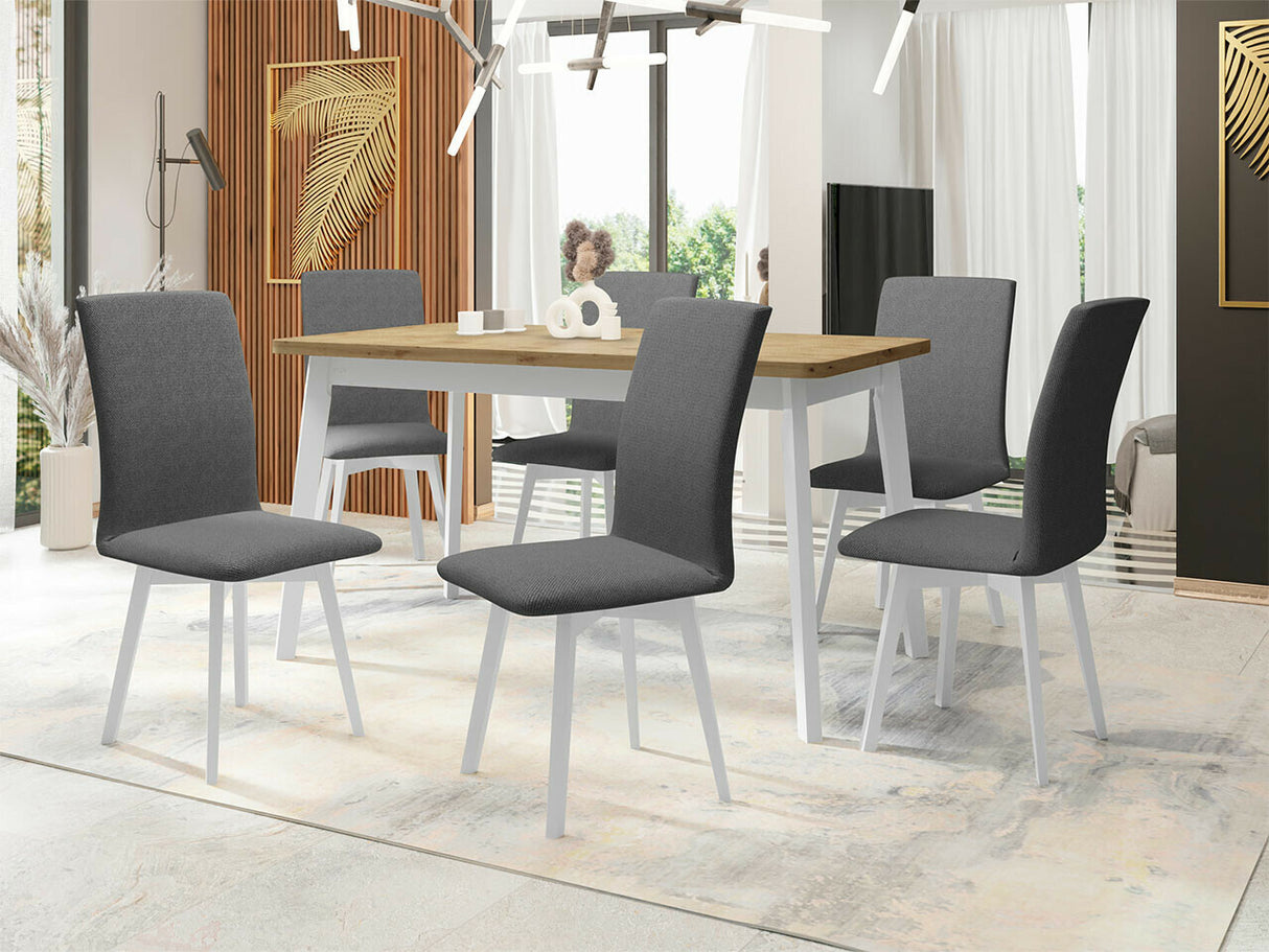 Étkezőgarnitúra 24 (OSLO 6 + LUNA 2) II, Asztal színe: Artisan tölgy + Fehér, Kárpit: Kronos 22
