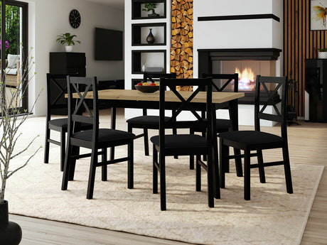 Étkezőgarnitúra 11 (OSLO 5 + NILO 10), Asztal színe: Artisan tölgy + Fekete, Kárpit: Kronos 7