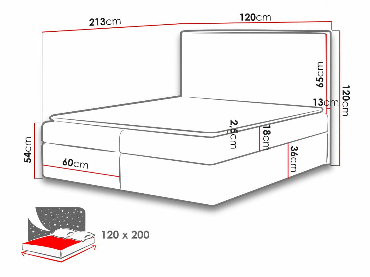 Kontinentális ágy BASIC, Szín: Muna 14, Alvó felület mérete: 120 x 200 cm
