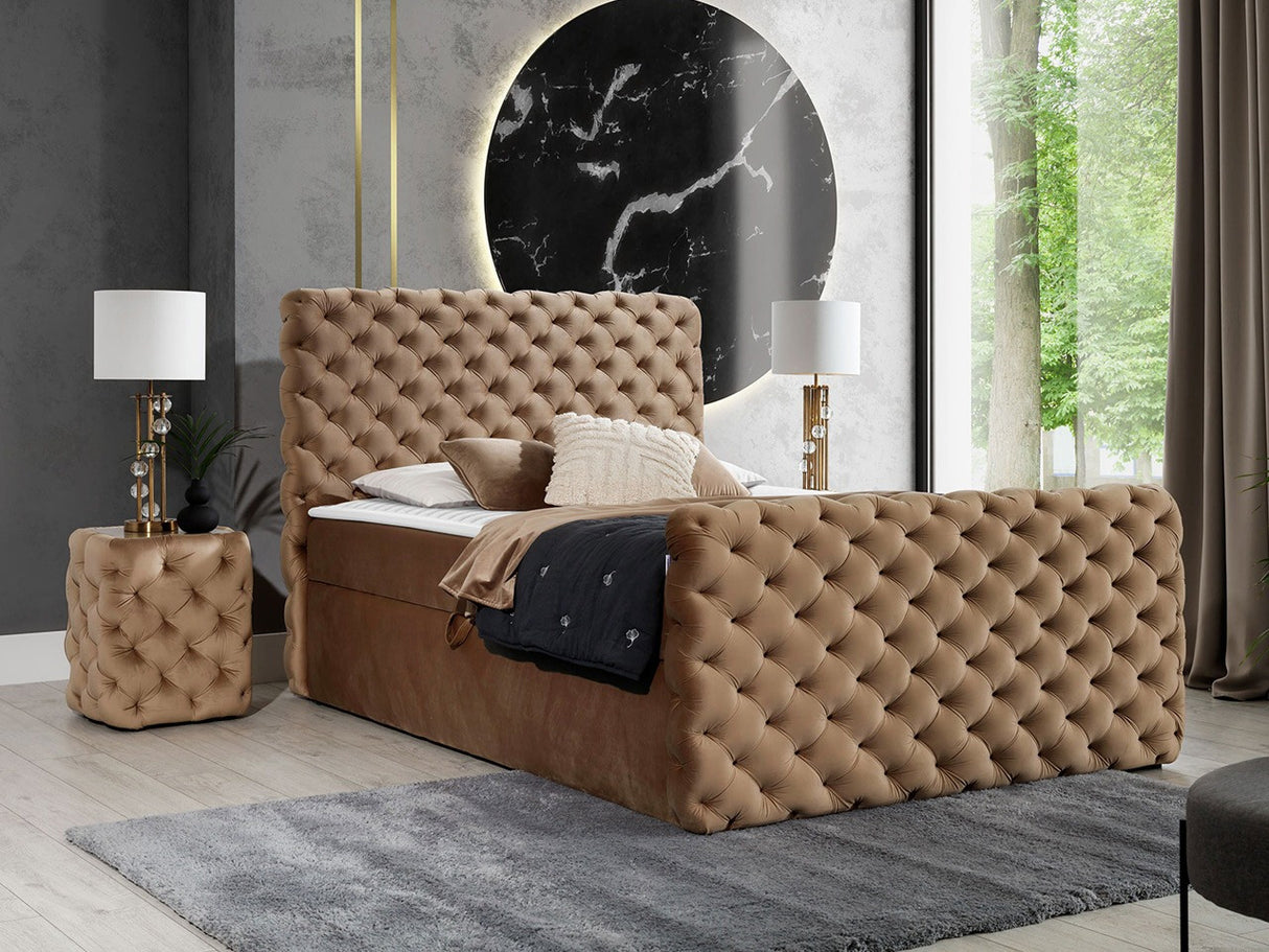 Kontinentális ágy CHESTERFIELD LUX (Tigline Lux), Szín: Velluto 30, Alvó felület mérete: 180 x 200 cm