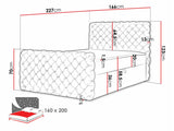 Kontinentális ágy CHESTERFIELD LUX (Tigline Lux), Szín: Velluto 20, Alvó felület mérete: 160 x 200 cm