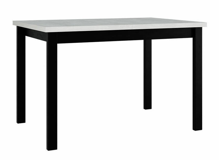 Asztal Alba 1 80 x 120/150 (Diesel 1), Munkalap színe: Fehér, Lábak színe: Fekete