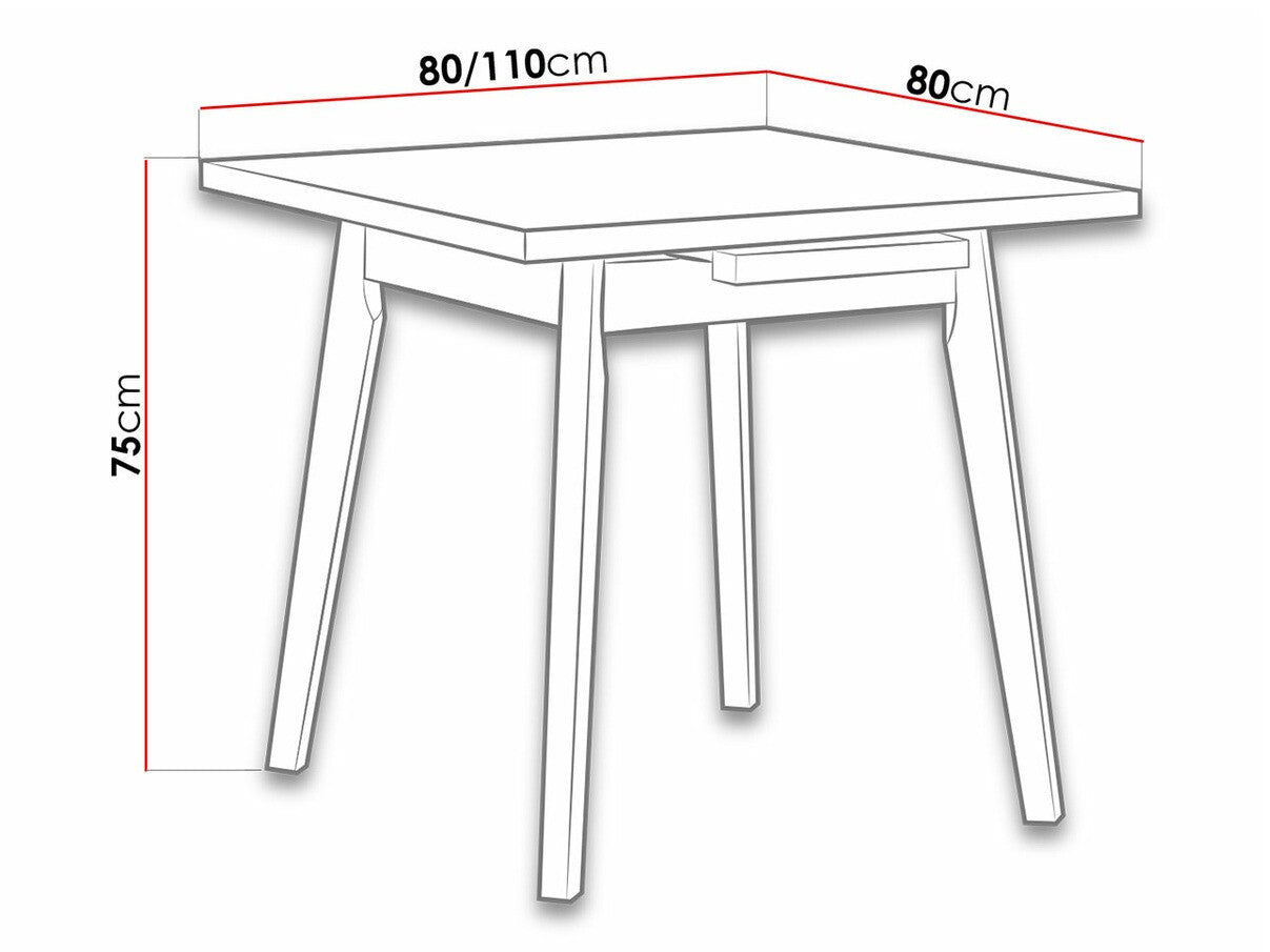 Asztal Oslo 1 L 80 x 80/110 I L (Harry 1 L 80 x 80/110), Munkalap színe: Fehér , Lábak színe: Fehér