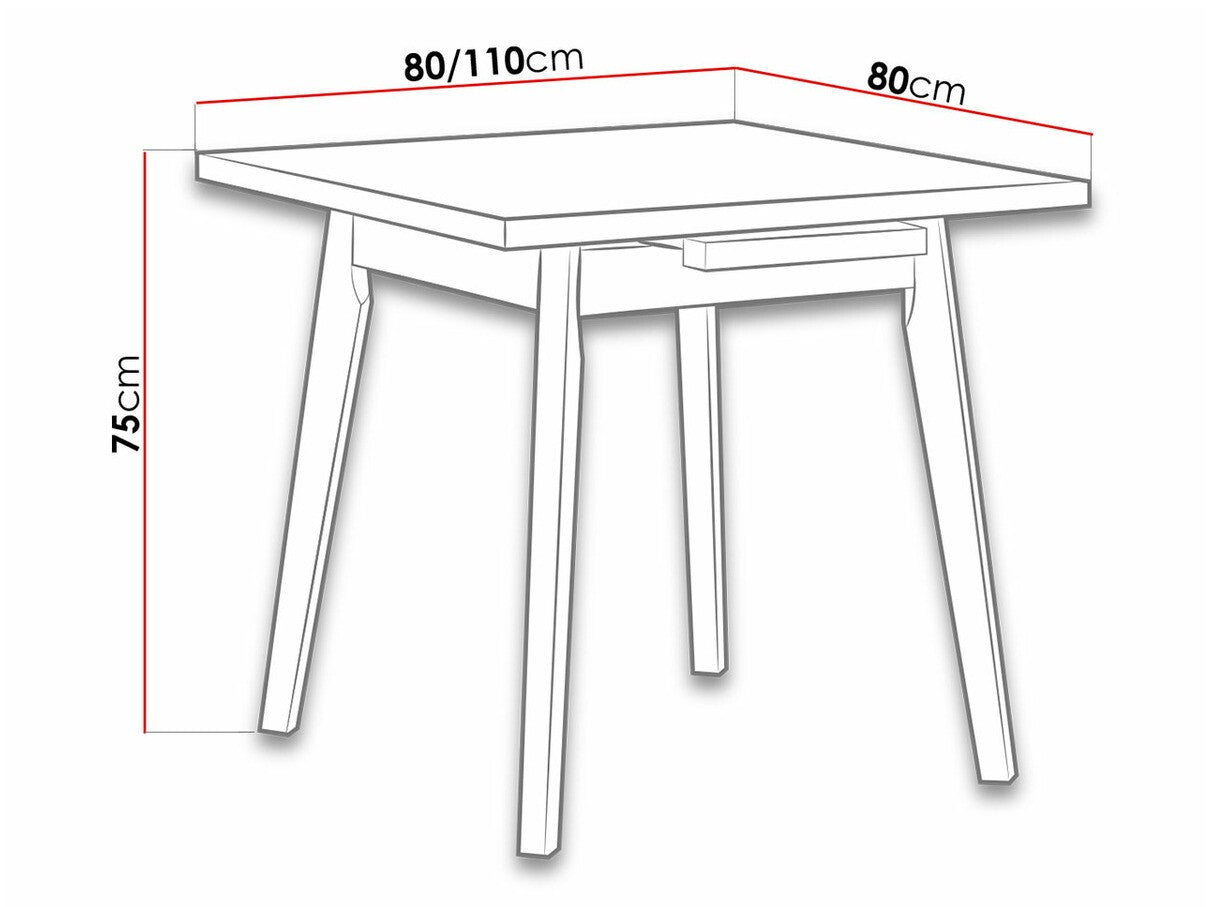 Asztal Oslo 1 L 80 x 80/110 (Harry 1 L 80 x 80/110), Munkalap színe: Fehér , Lábak színe: Sonoma tölgy