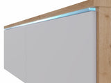 TV-állvány Lowboard D180 (Dlone 180), Led világítás: Igen, Szín: Fehér + Fényes fehér