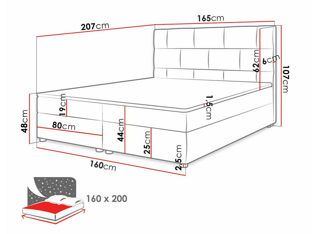 Kontinentális ágy Wall ( Bicyk ), Alvó felület mérete: 160 x 200 cm, Szín: Itaka 11