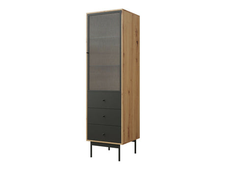 Könyvespolc Witryna 1D3SZ BARTISE Dąb Artisan/Czarny (Brulpin), Led világítás: Nem