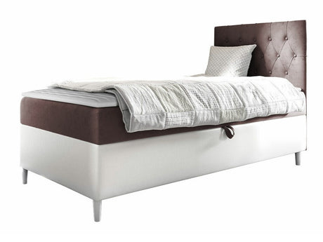 Kontinentális ágy JUNIOR FILIP 1, Szín: Öko bőr Soft 017 + Fresh 9, Ágyneműtartó: Jobbra, Alvó felület mérete: 90 x 200 cm