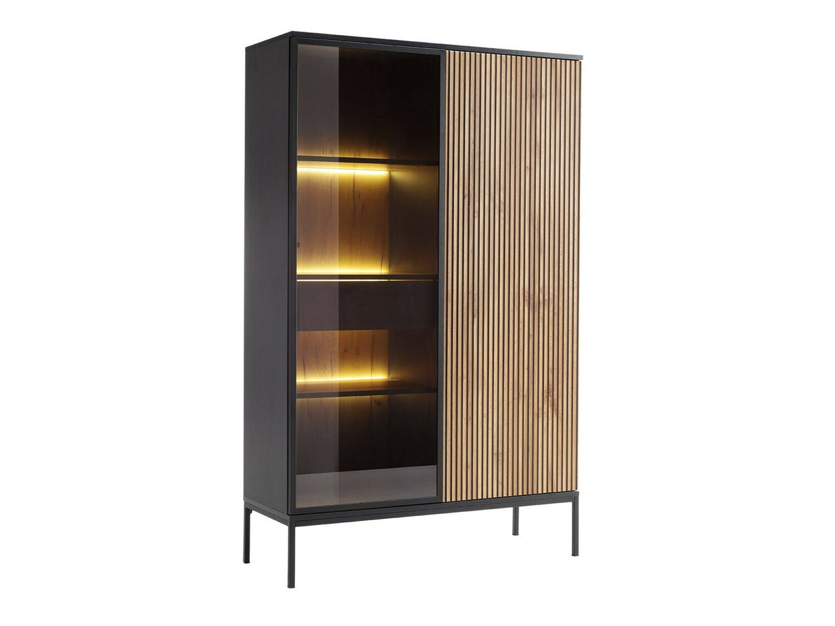 Könyvespolc Witryna SENTO WTSZ104 + LED Czarny grafit/Dąb wotan (Dornis)
