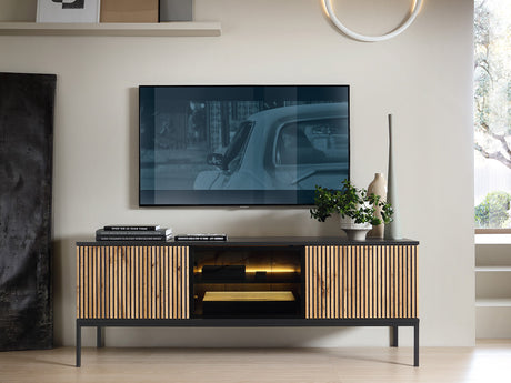TV-állvány Szafka RTV SENTO RTV154 + LED Czarny grafit/Dąb wotan (Dornis)