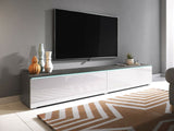 TV-állvány Lowboard D180 (Dlone 180), Led világítás: Igen, Szín: Matera szürke + Fényes fehér