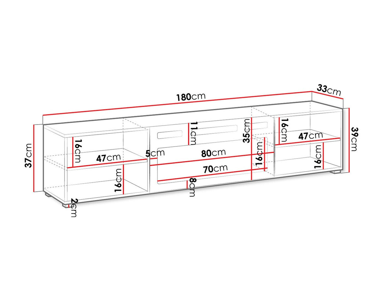 TV-állvány Szafka RTV POLO 180 EF + KOMINEK, Szín: Fehér