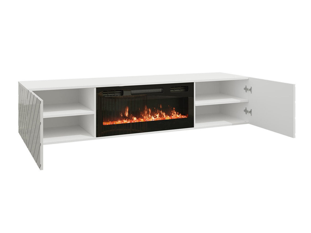 TV-állvány Szafka RTV LUXE EF + KOMINEK (Pinito), Szín: Fehér