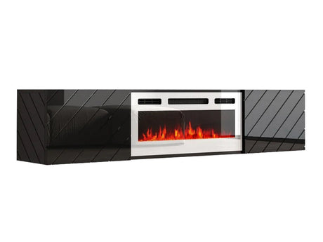 TV-állvány Szafka RTV LUXE EF + KOMINEK (Pinito), Szín: Fekete + Fehér