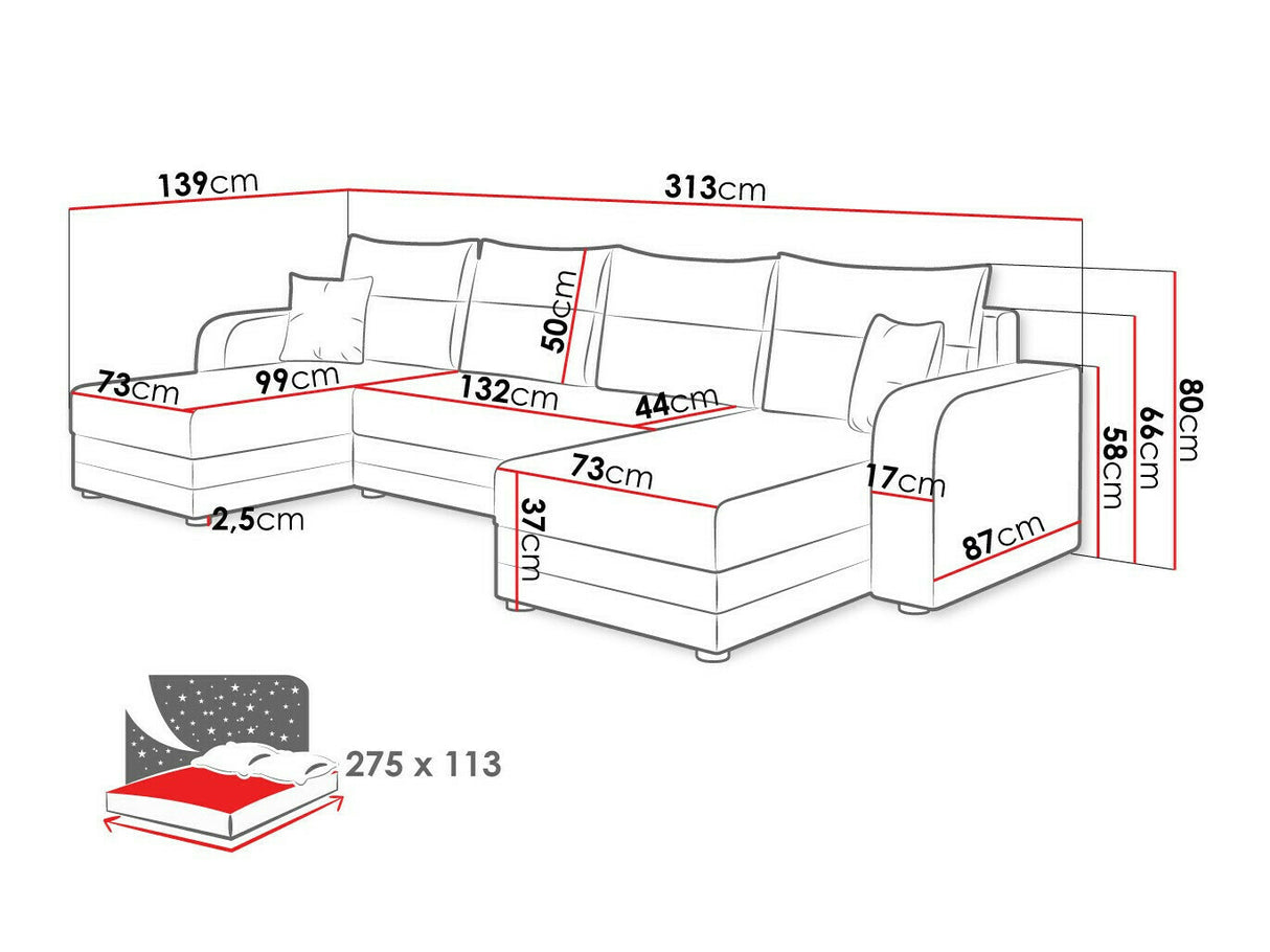 Sarokkanapé Narożnik Hewlet Bis U Lux 6 + Lux 5 Strona: Uniwersalna 5903211198090 (Poruba Bis U)