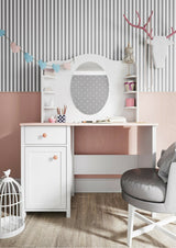 Fésülködő asztal Biurko LUNA LN-03 1D1S + Nadstawka LUNA LN-06 Biały / Róż + Biały Nadstawka LUNA 06 5902928146288