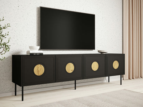TV-állvány Szafka RTV 200 4D PALAZZO Czarny mat + Dąb craft 5903211297076