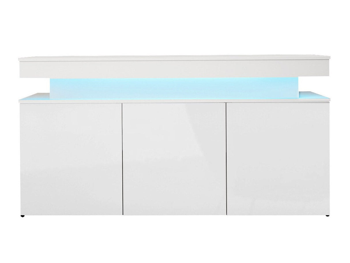 Szekrény 3D 160 GLOSSA + LED (Lestirola), Szín: Fehér + Fényes fehér