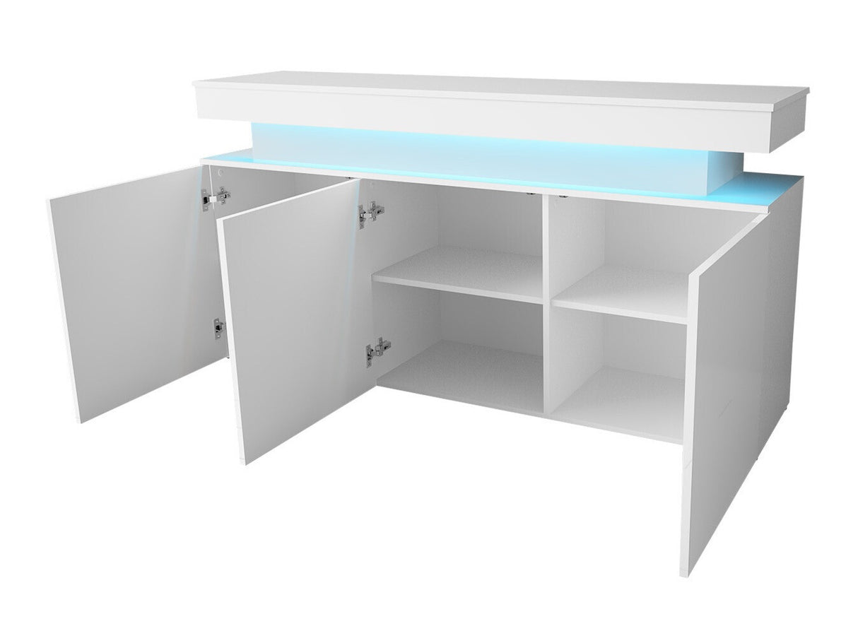 Szekrény 3D 160 GLOSSA + LED (Lestirola), Szín: Fehér + Fényes fehér