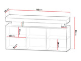 Szekrény 3D 160 GLOSSA + LED (Lestirola), Szín: Fehér + Fényes fehér