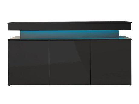 Szekrény 3D 160 GLOSSA + LED (Lestirola), Szín: Fekete + Fényes fekete