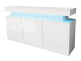 Szekrény 3D 160 GLOSSA + LED (Lestirola), Szín: Fehér + Fényes fehér