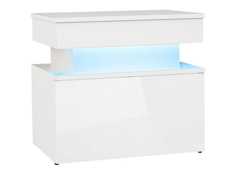 Éjjeliszekrény Stolik nemcny 1S GLOSSA +LED, Szín: Fehér + Fényes fehér