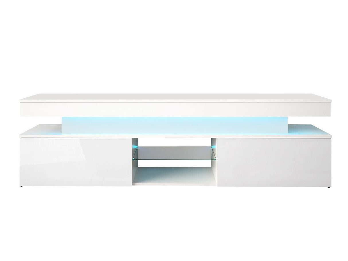 TV-állvány Szafka RTV 2D 190 GLOSSA + LED, Szín: Fehér + Fényes fehér