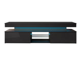 TV-állvány Szafka RTV 2D 190 GLOSSA + LED, Szín: Fekete + Fényes fekete