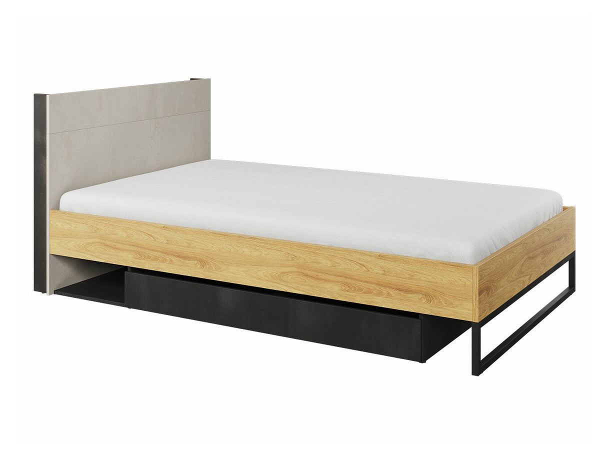 Ágy TEEN FLEX TF-16 TF16SFH - łóżko ze stelażem - hikora naturalna/silk flou/raw acél, Alvó felület mérete: 120 x 200 cm