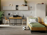Ágy TEEN FLEX TF-16 TF16SFH - łóżko ze stelażem - hikora naturalna/silk flou/raw acél, Alvó felület mérete: 90 x 200 cm