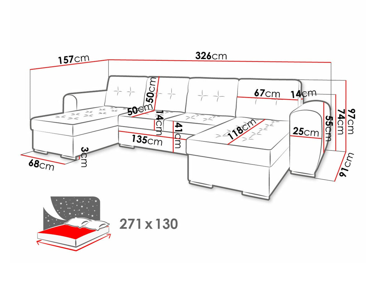 Sarokkanapé Narożnik BARI U Strona: Uniwersalna, Szín: Monolith 37