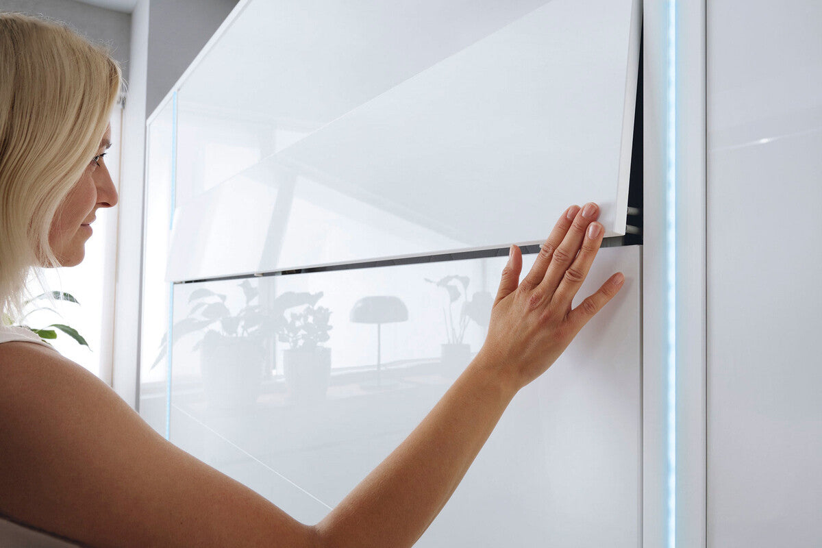 Szekrényágy CONCEPT PRO CP-03, Szín: Fehér + Fényes fehér, Alvó felület mérete: 90 x 200 cm