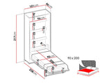 Szekrényágy Półkotapczan pionemwy CONCEPT JUNIOR CJ-02, Alvó felület mérete: 90 x 200 cm, Led világítás: Igen