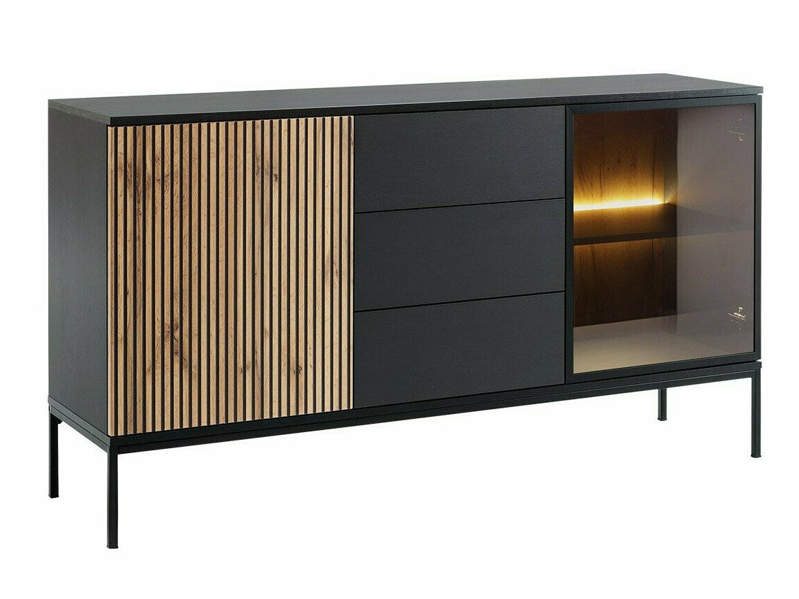 Komód Komód SENTO KSZ154 + LED Czarny grafit/Dąb wotan (Dornis)