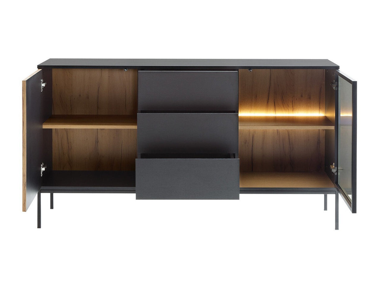 Komód Komód SENTO KSZ154 + LED Czarny grafit/Dąb wotan (Dornis)