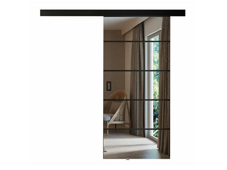 Tolóajtók Drzwi przesuwne MESTO PLUS 90 + samodomykacz Czarny + Lustro