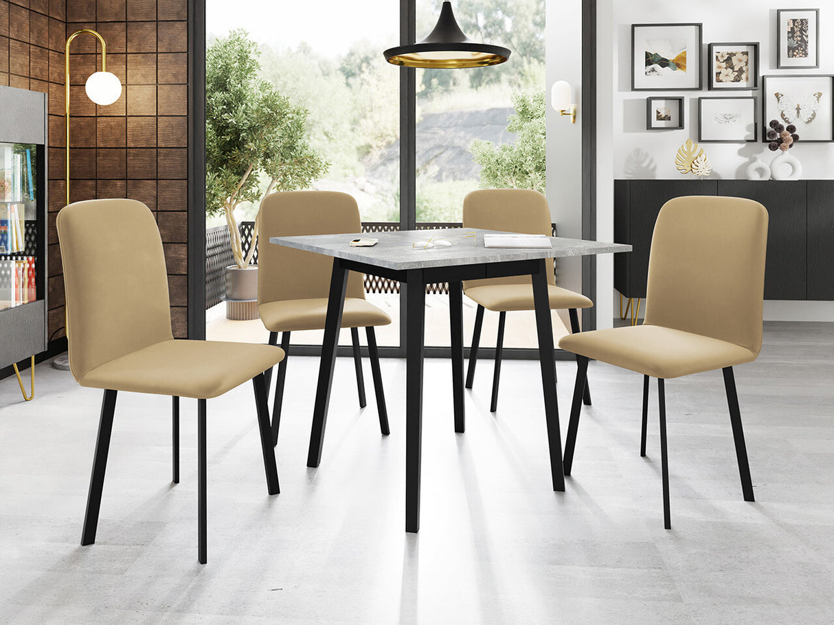 Asztal Stół ARIEL S 85x85, Szín: Szürke márvány + Fekete