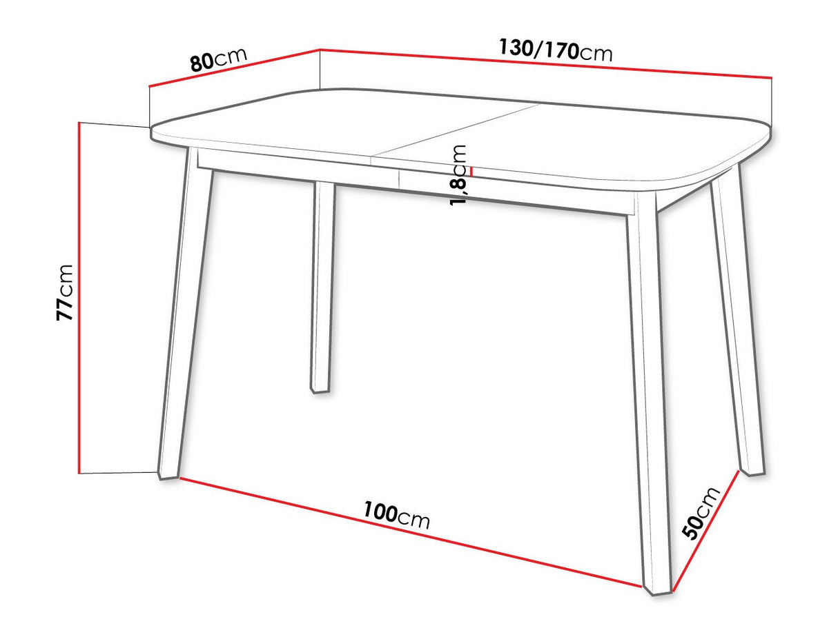 Asztal Stół DEIMOS S 130x80, Szín: Fehér + Fekete