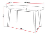 Asztal Stół KLEBO S 150x80, Szín: Fehér + Fekete