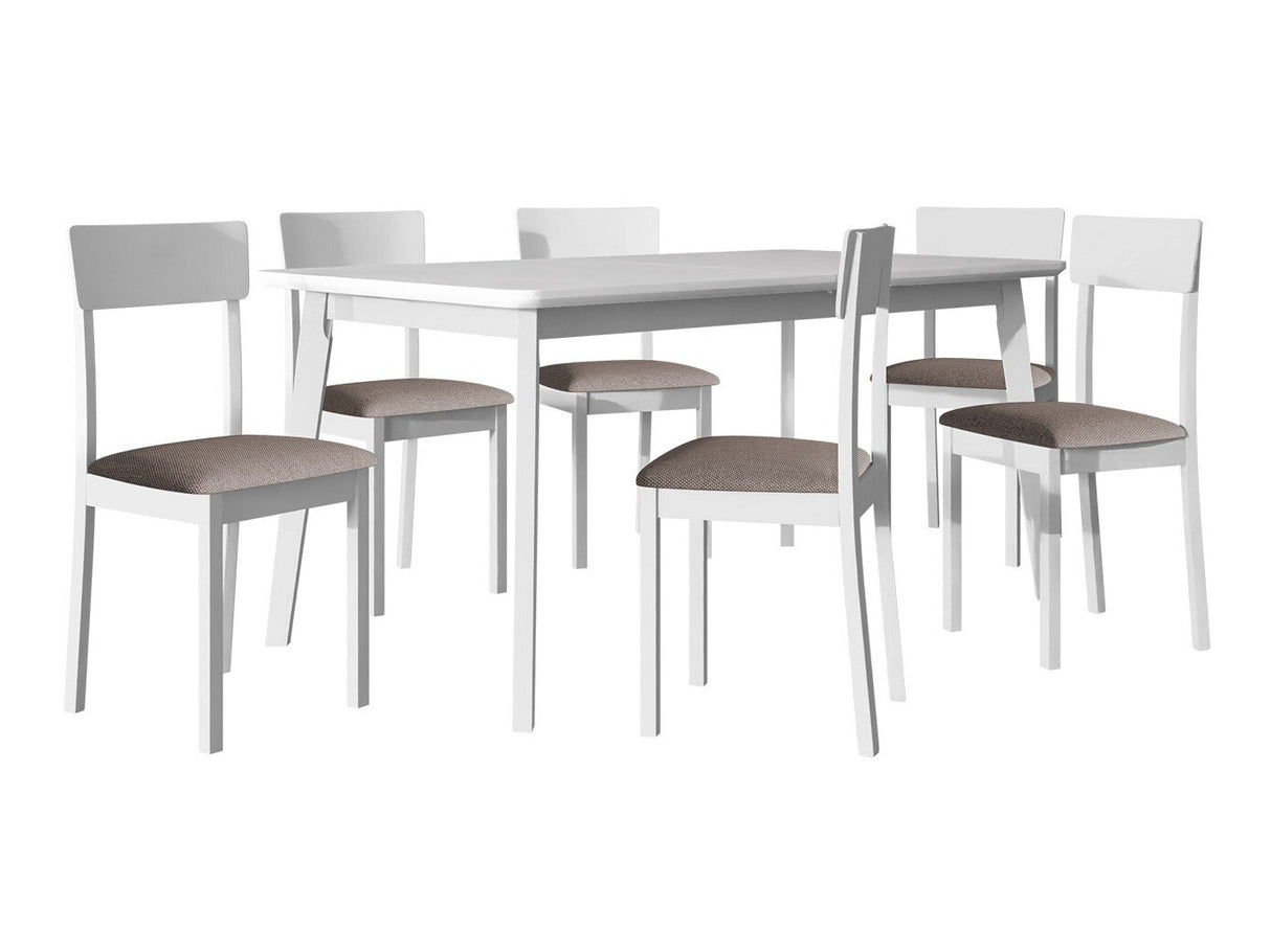 Étkezőgarnitúra Zestaw 19 (OSLO 8 + HUGO 1_NEW), Kárpit: Hygge 20, Fa színe: Fehér