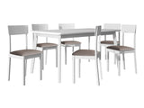 Étkezőgarnitúra Zestaw 19 (OSLO 8 + HUGO 1_NEW), Kárpit: Hygge 20, Fa színe: Fehér
