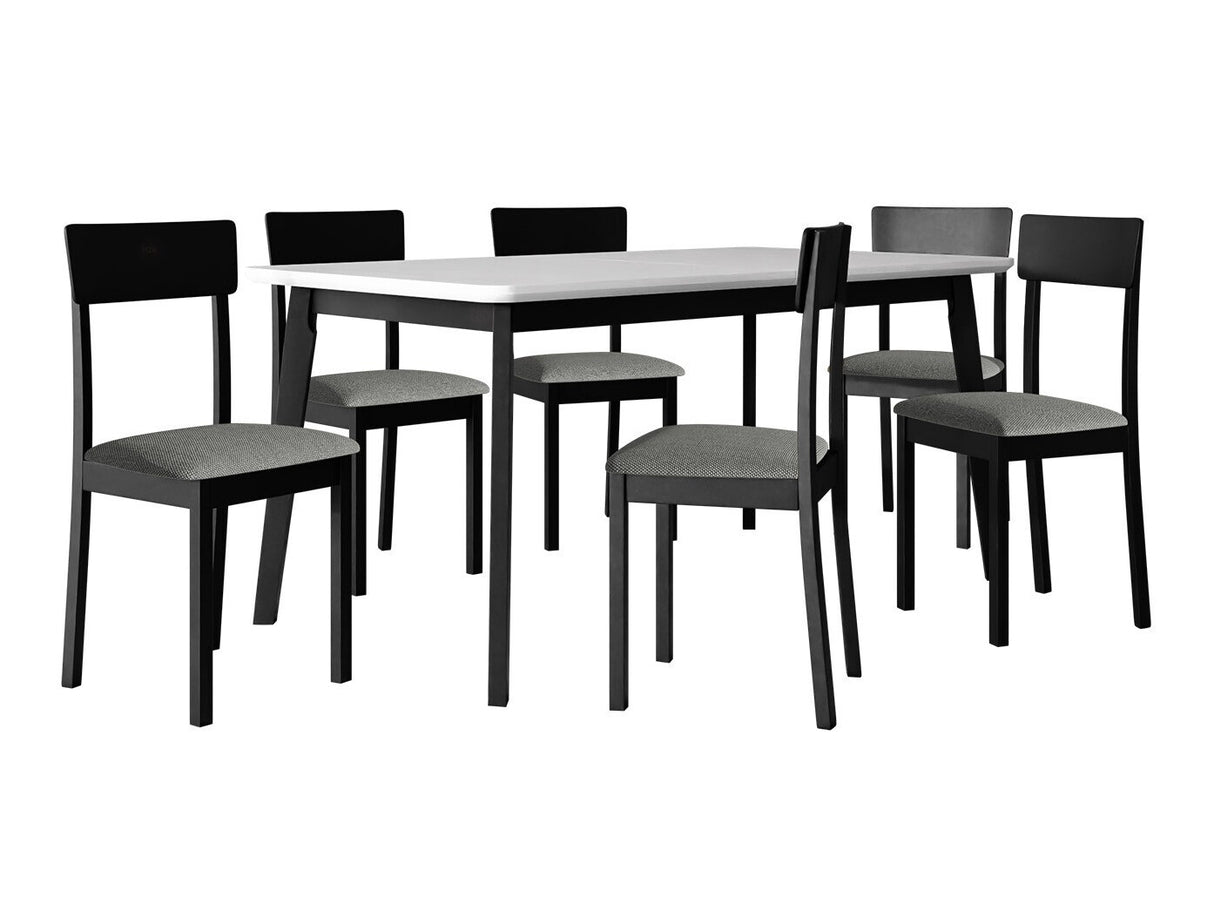 Étkezőgarnitúra Zestaw 19 (OSLO 8 + HUGO 1_NEW), Kárpit: Hygge 91, Fa színe: Fehér + Fekete