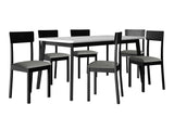 Étkezőgarnitúra Zestaw 19 (OSLO 8 + HUGO 1_NEW), Kárpit: Hygge 91, Fa színe: Fehér + Fekete
