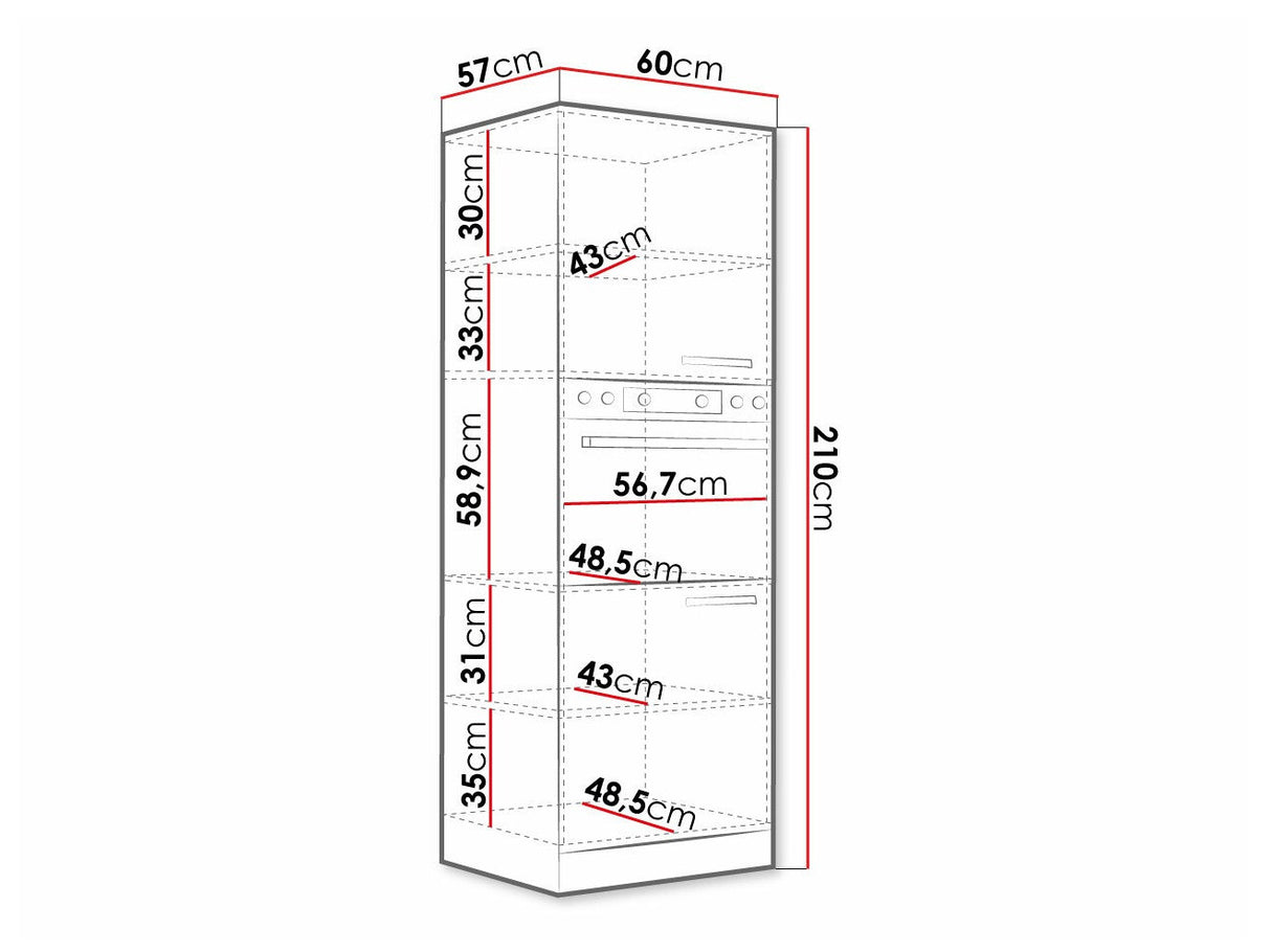 Moduláris szekrény beépített készülékekhez Multiline 60 DP-210 2F (Szürke + Fényes szürke)