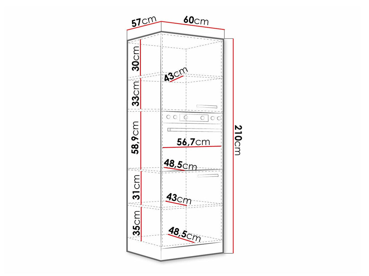 Moduláris szekrény beépített készülékekhez Multiline 60 DP-210 2F (Szürke + Fényes krém)