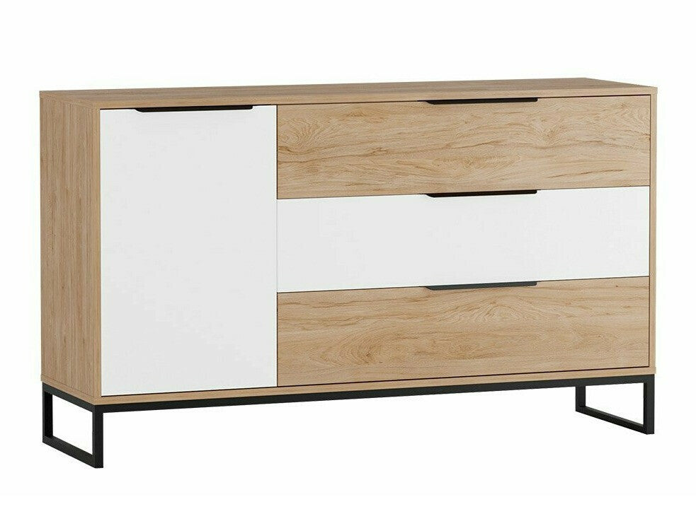 Komód K1D3SZ LANDRO LR-02 Hikora/Biały mat/Czarny mat