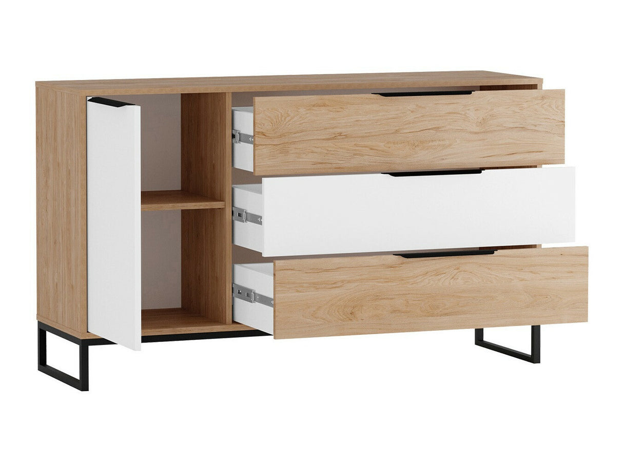 Komód K1D3SZ LANDRO LR-02 Hikora/Biały mat/Czarny mat