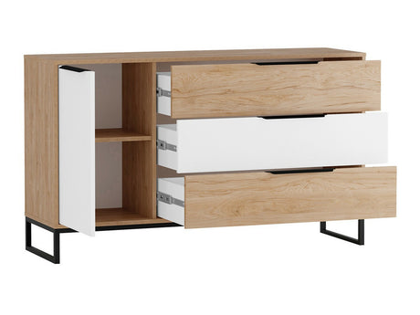 Komód K1D3SZ LANDRO LR-02 Hikora/Biały mat/Czarny mat