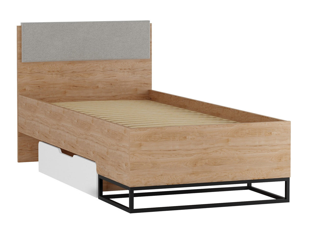 Ágy Łóżko LANDRO LR-05 Hikora/Biały mat/Czarny mat + Samoa 11